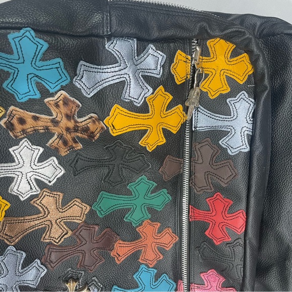 Copy chrome Multicolor Cross Pattern Leather Backpack - Picture 5 of 9